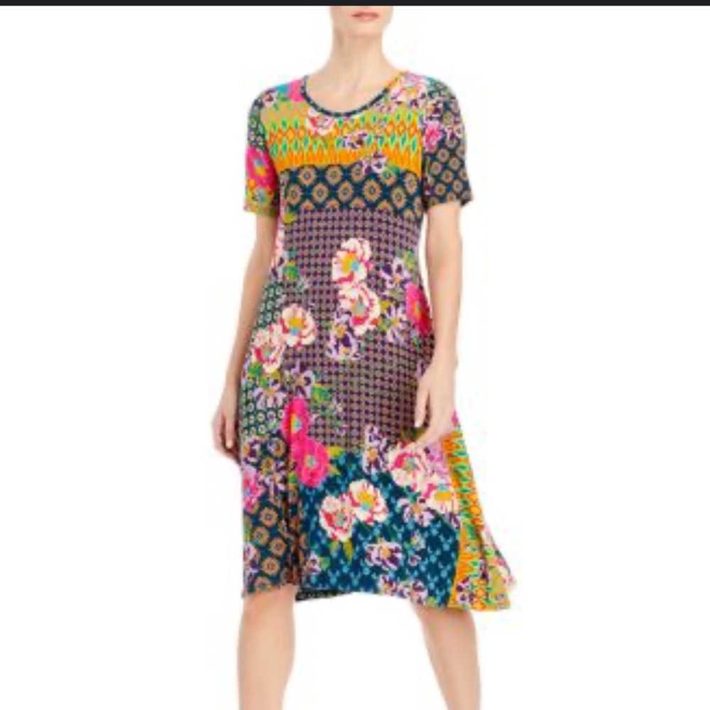 Johnny was floral patchwork design dress medium Maggie swing dress